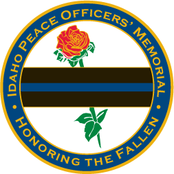Idaho Peace Officers Logo with Blue officer stripes and rose